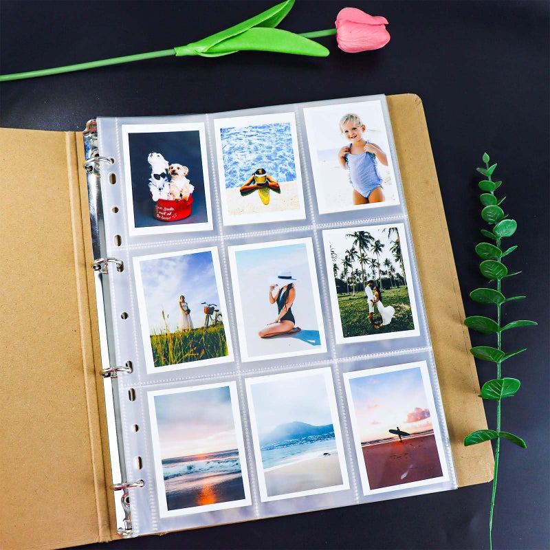 XiowDow 20 Sheets A4 Binder Sleeves Plastic PP Photocard Sleeves 11 Holes 9 Pockets Card Holder Clear Top Loading Page Protectors for 3 Rings Binder Trading Baseball Cards (9 Pockets) - Image 5